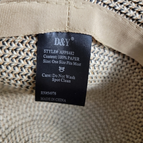 David & Young Floppy Woven Hat, Black & Natural - Picture 6 of 6